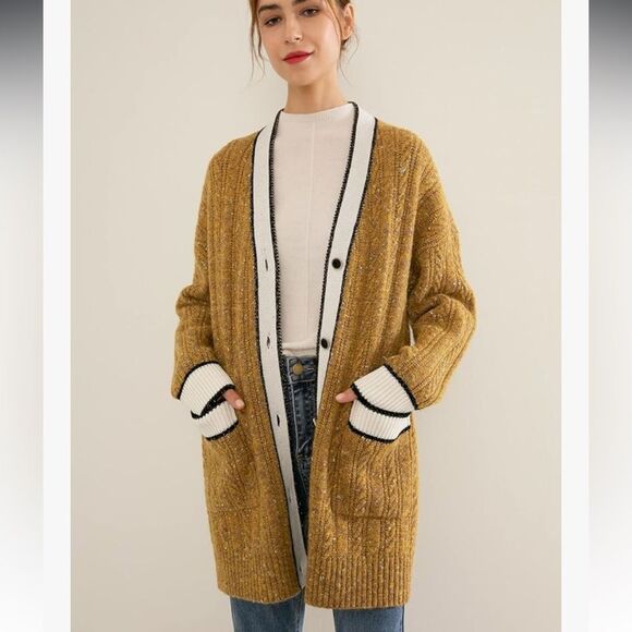 SOPHIA YANG Wool Cardigan Sweater Long Button Cardigan Sweaters Loose Outerwear - Picture 1 of 13